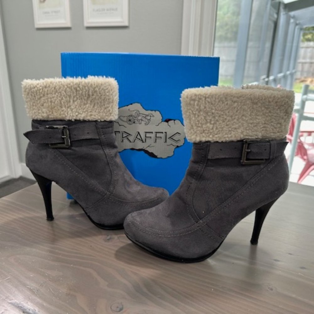 Gray Suede Ankle Boots